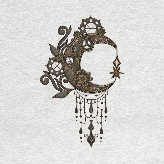 Elegant steampunk moon with gears by Nicky2342